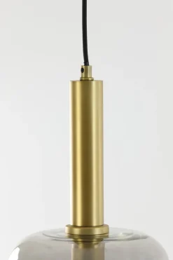 Light en Living Hanglamp Ø22x52 cm LEKAR Antiek Brons met Smoke Glas