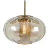 Light en Living Hanglamp Ø35x21 cm MINDELO glas amber+goud
