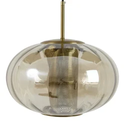 Light en Living Hanglamp Ø35x21 cm MINDELO glas amber+goud