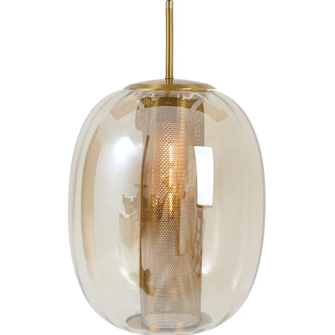 Light en Living Hanglamp Ø30x36 cm MINDELO glas amber+goud