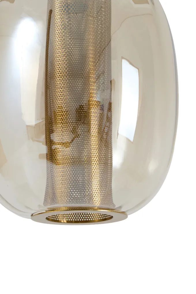 Light en Living Hanglamp Ø30x36 cm MINDELO glas amber+goud
