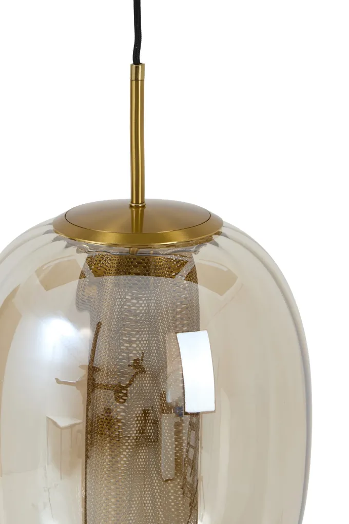 Light en Living Hanglamp Ø30x36 cm MINDELO glas amber+goud