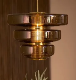 Light en Living Hanglamp Ø40x30 cm MEYARA glas bruin+goud