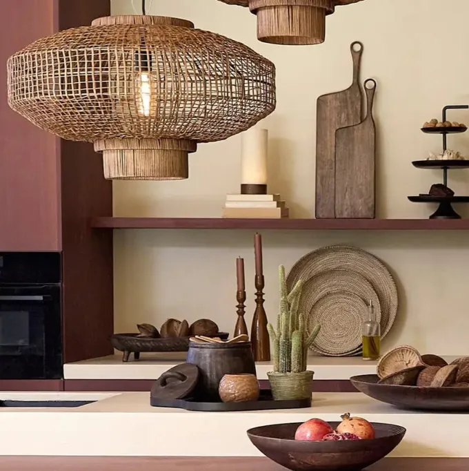 Light en Living Hanglamp Ø50x30 cm PALDOR rotan bruin