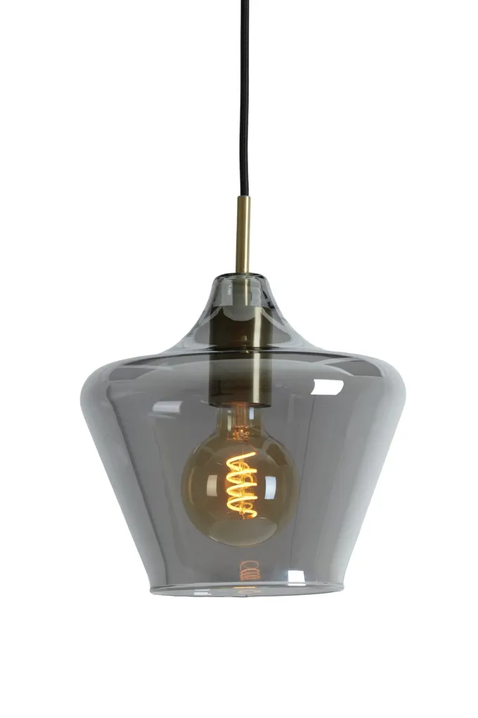 Light en Living Hanglamp Ø22x21 cm SOLLY antiek brons+smoke glas
