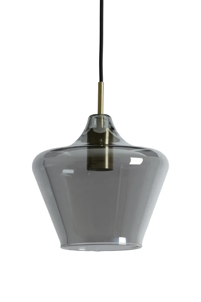 Light en Living Hanglamp Ø22x21 cm SOLLY antiek brons+smoke glas