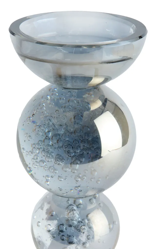 Light en Living Kaarsenhouder ITINGA glas bubbel smoke Ø9,5x15,5 cm