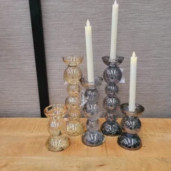 Light en Living Kaarsenhouder ITINGA glas bubbel smoke Ø9,5x15,5 cm