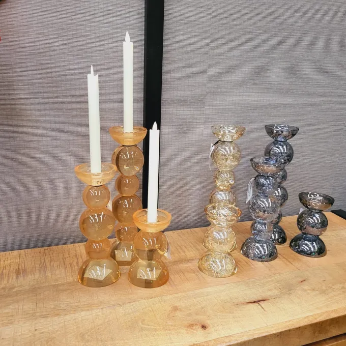 Light en Living Kaarsenhouder ITINGA glas bubbel smoke Ø9,5x15,5 cm