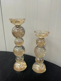 Light en Living Kaarsenhouder ITINGA glas bubbel amber Ø9,5x34 cm