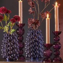 Light en Living Kaarsenhouder Ø9,5x34 cm ITINGA glas bubbel paars
