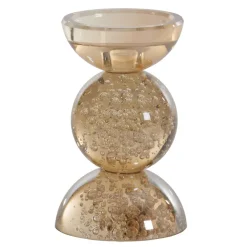 Light en Living Kaarsenhouder ITINGA Ø9,5x15,5 cm Glas Bubbel Amber – Light & Living