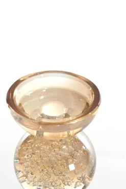 Light en Living Kaarsenhouder ITINGA Glas Bubbel Amber - Ø10x26,5 cm