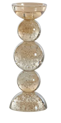 Light en Living Kaarsenhouder ITINGA Glas Bubbel Amber - Ø10x26,5 cm