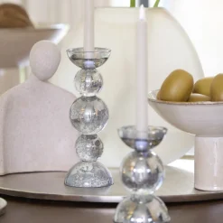 Light en Living Kaarsenhouder ITINGA glas bubbel smoke Ø10x26,5 cm van Light & Living