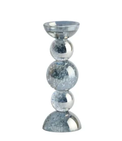 Light en Living Kaarsenhouder ITINGA glas bubbel smoke Ø10x26,5 cm van Light & Living