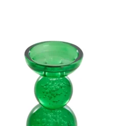 Light en Living Kaarsenhouder ITINGA Ø10x26,5 cm van groen bubbelglas
