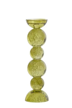 Light en Living Kaarsenhouder Ø9,5x34 cm ITINGA glas bubbel olijf groen