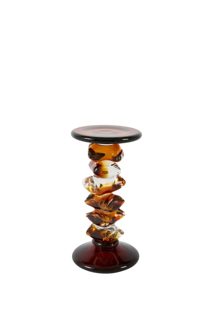 Light en Living Kaarsenhouder Ø11,5x23 cm ESTIVA glas amber+donker bruin