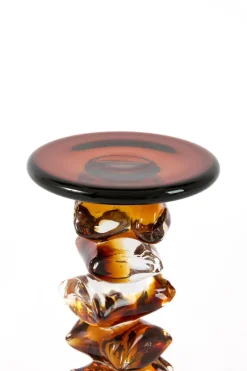 Light en Living Kaarsenhouder Ø11,5x23 cm ESTIVA glas amber+donker bruin
