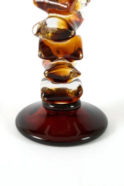 Light en Living Kaarsenhouder Ø11,5x23 cm ESTIVA glas amber+donker bruin