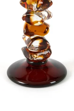 Light en Living Kaarsenhouder Ø12,5x28 cm ESTIVA glas amber+donker bruin