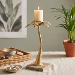 Light en Living Kandelaar TAXA goud - Tropische Palmboom Design - Ø25x45,5 cm