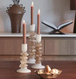Light en Living Kandelaar Ø11,5X35 Cm ESTINA creme+bruin