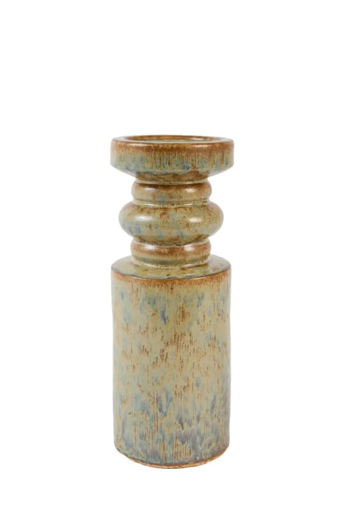 Light en Living Kandelaar Ø11,5x29,5 cm CEROU keramiek denim blauw-bruin