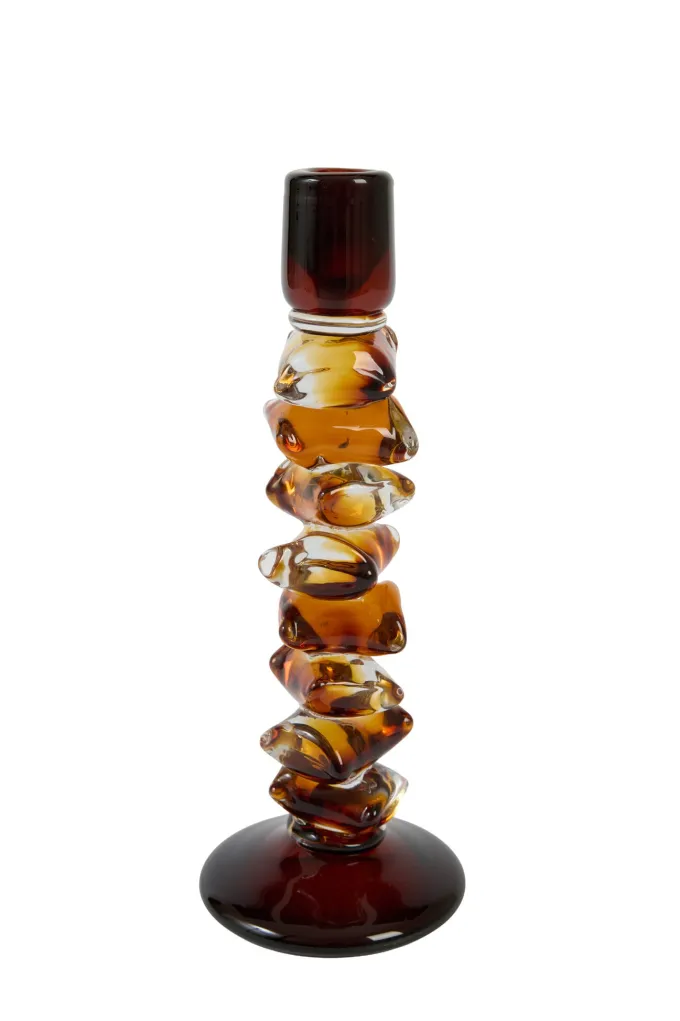 Light en Living Kandelaar Ø12x34 cm ESTIVA glas amber+donker bruin