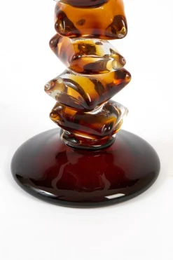 Light en Living Kandelaar Ø12x34 cm ESTIVA glas amber+donker bruin