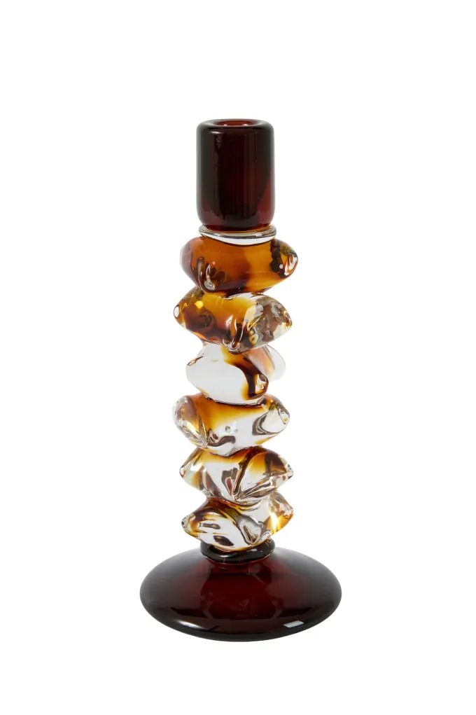 Light en Living Kandelaar Ø11,5x27,5 cm ESTIVA glas amber+donker bruin