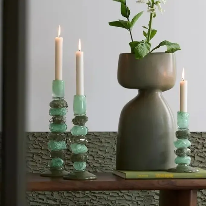 Light en Living Kandelaar Ø11,5x35 cm ESTINA mint+groen