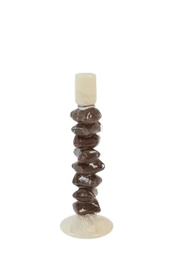 Light en Living Kandelaar Ø11,5x35 cm ESTINA crème+donker bruin