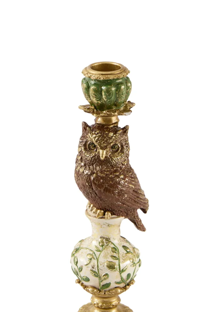 Light en Living Kandelaar Ø9x26 cm OWL groen+goud