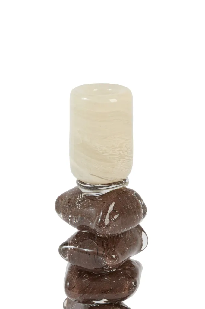 Light en Living Kandelaar Ø11,5x23 cm ESTINA crème+donker bruin
