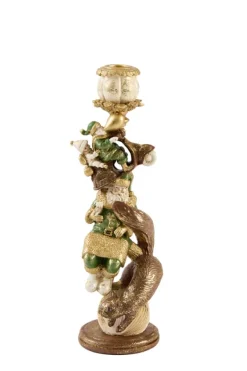Light en Living Kandelaar Ø10x30,5 cm SANTA groen+goud