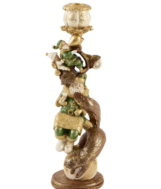 Light en Living Kandelaar Ø10x30,5 cm SANTA groen+goud