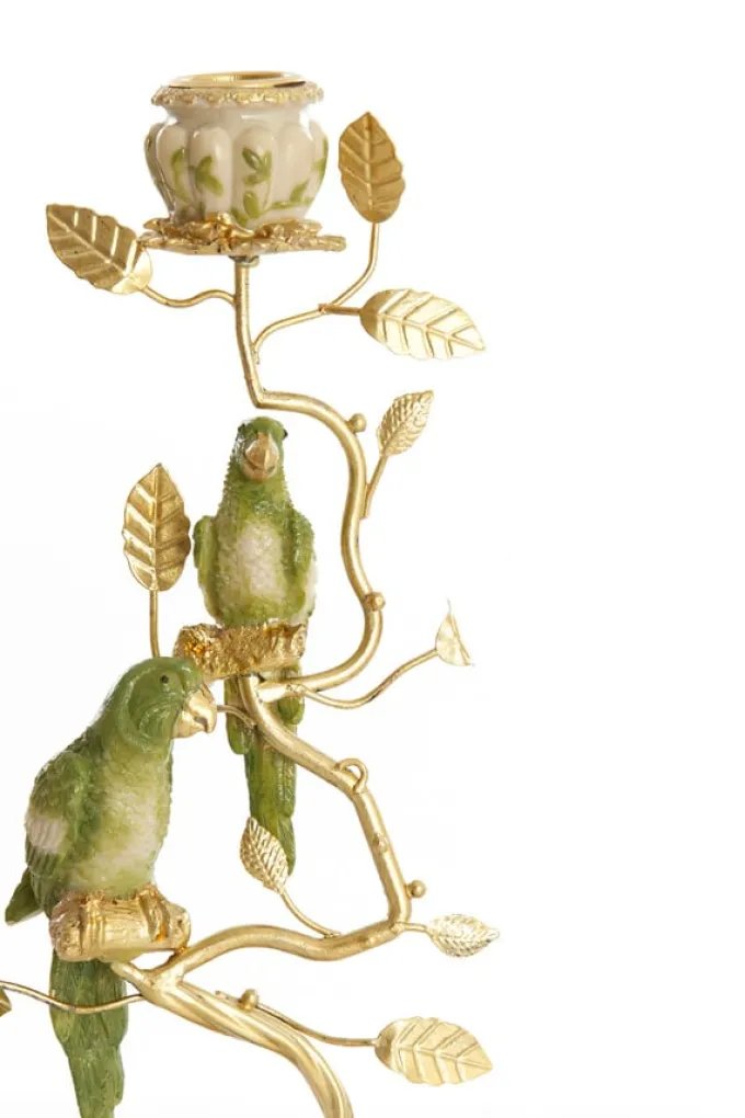 Light en Living Kandelaar 14x9x32,5 cm BIRD mint groen-wit + lichtgoud