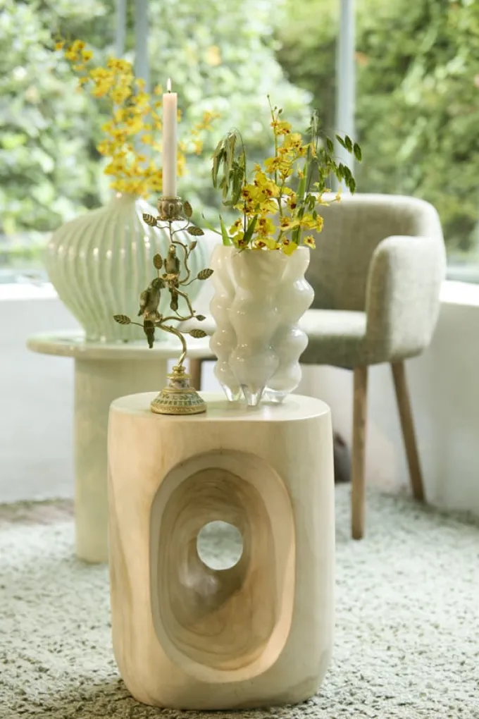 Light en Living Kandelaar 14x9x32,5 cm BIRD mint groen-wit + lichtgoud