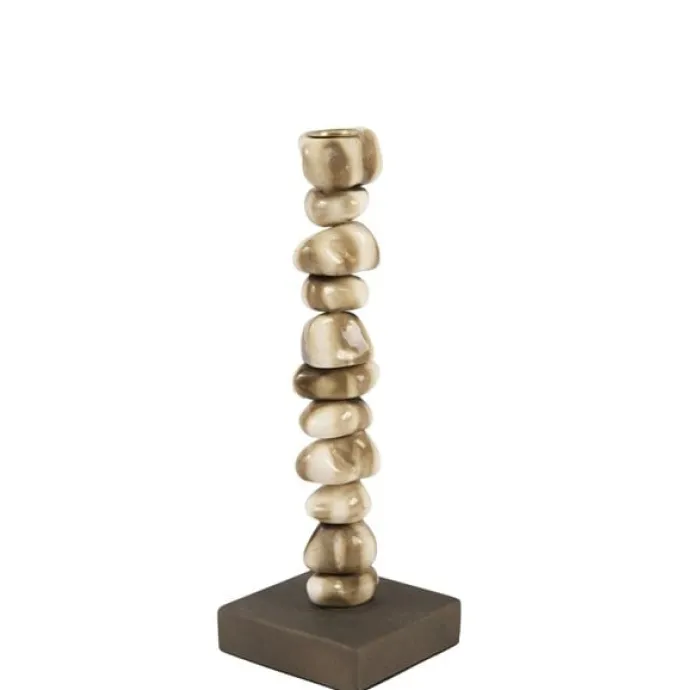 Light en Living Kandelaar10x10x27 cm OMINA creme-bruin+bruin