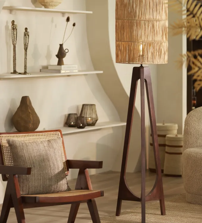 Light en Living Kap cilinder 30-30-40 cm LANZANO raffia naturel