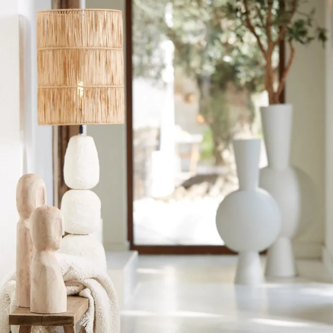 Light en Living Kap cilinder 30-30-40 cm LANZANO raffia naturel
