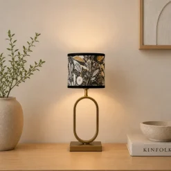 Light en Living Kap cilinder 20-20-15 cm FLORA zwart goud