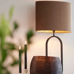 Light en Living Kap ovaal recht smal 38x17,5x28 cm VELOURS chocolade bruin