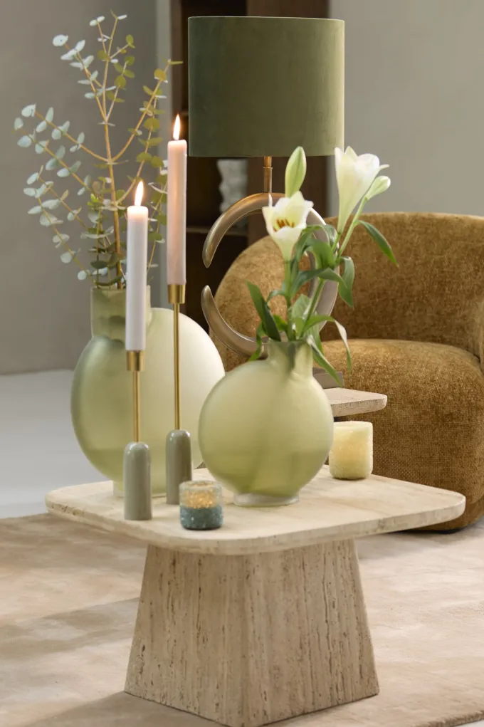 Light en Living Kap ovaal VELOURS Dusty groen 45-21-32 cm