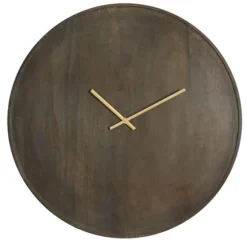 Light en Living Klok Ø56 cm VETI mango hout donker bruin+goud