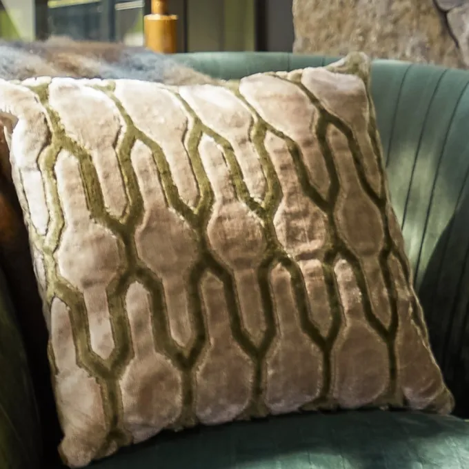 Light en Living Kussen 45x45 cm JEMBANA zand+olijf groen