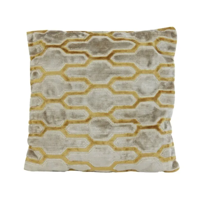 Light en Living Kussen 45x45 cm JEMBANA velvet zand+okergeel