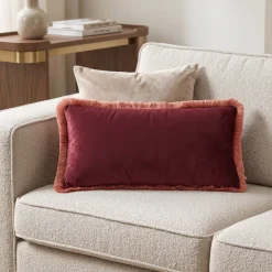 Light en Living Kussen 60x30 cm LIENA velvet bordeaux-licht roze